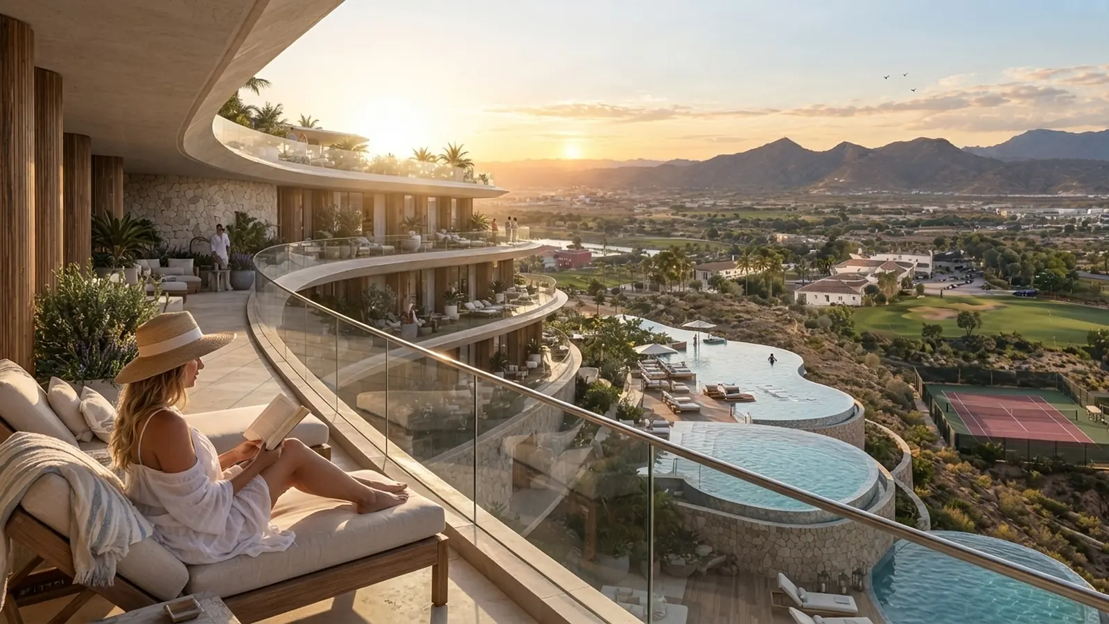 Sunset view from a suite terrace over Altaona